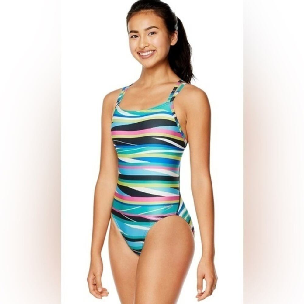 Speedo One Piece Prolt Volt Back Printed Sz 28/Small